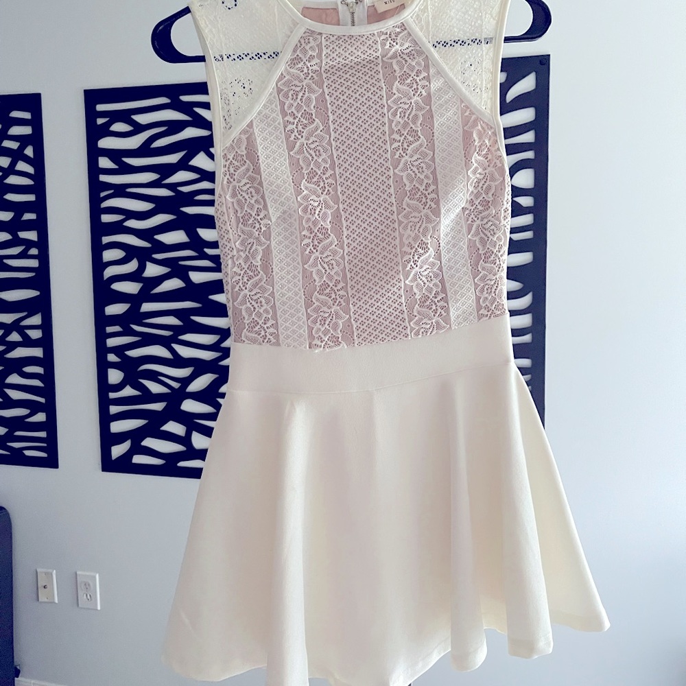 Bridal Romper with Lace Detail and Skirt Overlay